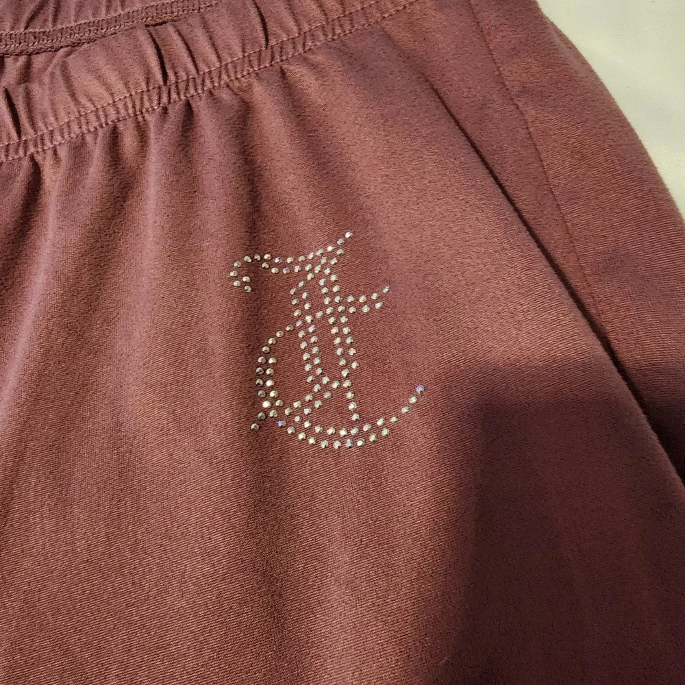 Juicy Couture Long‎ Pant Pajama Set Studded Mauve Sz L. Short Sleeve Button Up